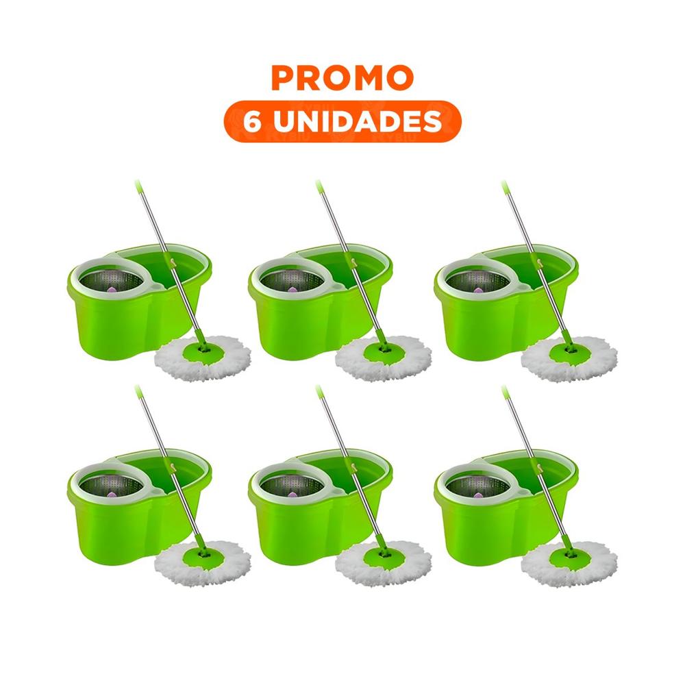 Pack6 Utensilio Giratorio 360 con Balde Centrifugador para Limpieza del Hogar