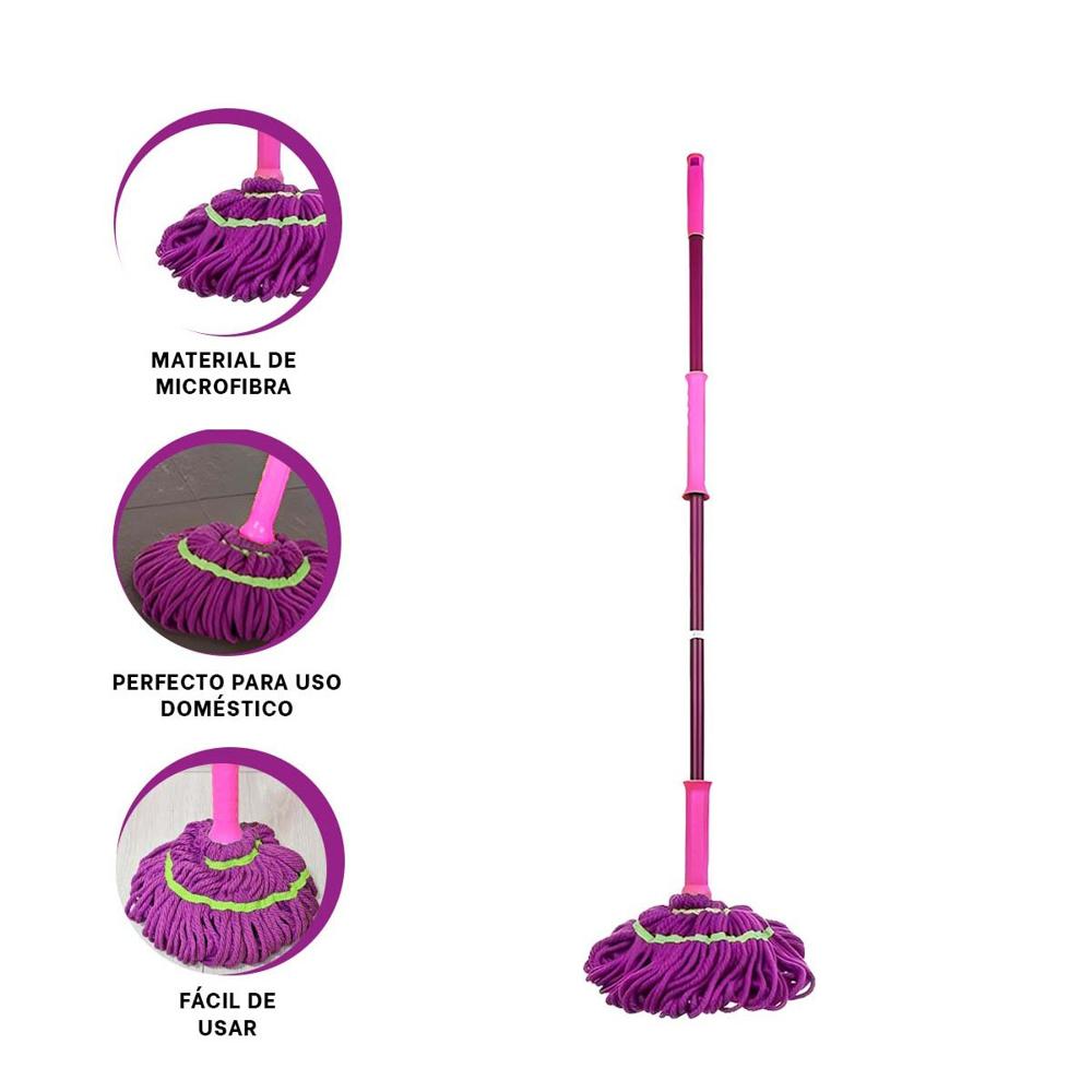 Trapeador de Limpieza Giratorio con Autoexprimidor para Espacios Interiores Y+Ligas Regalo