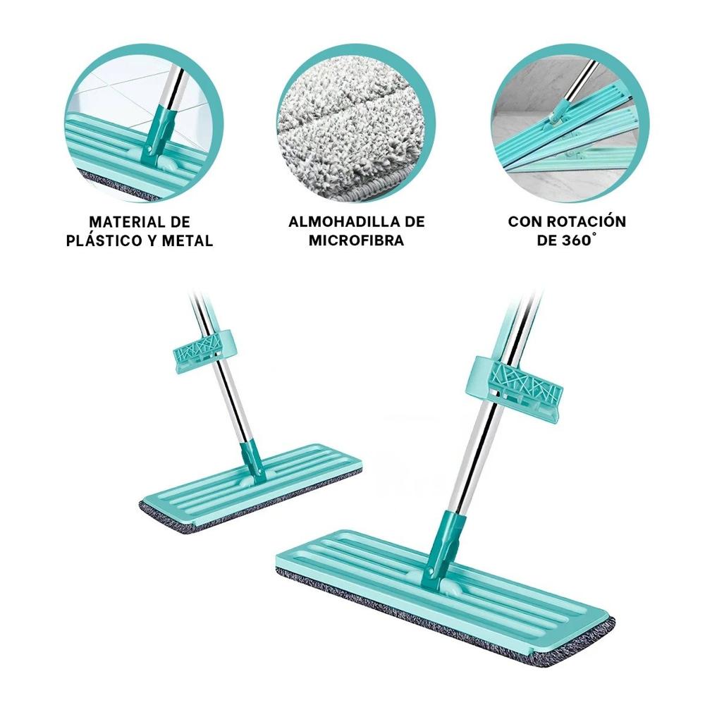 Fregona Plana Giratoria con Escurridor Manual para Hogar Y+Ligas Regalo