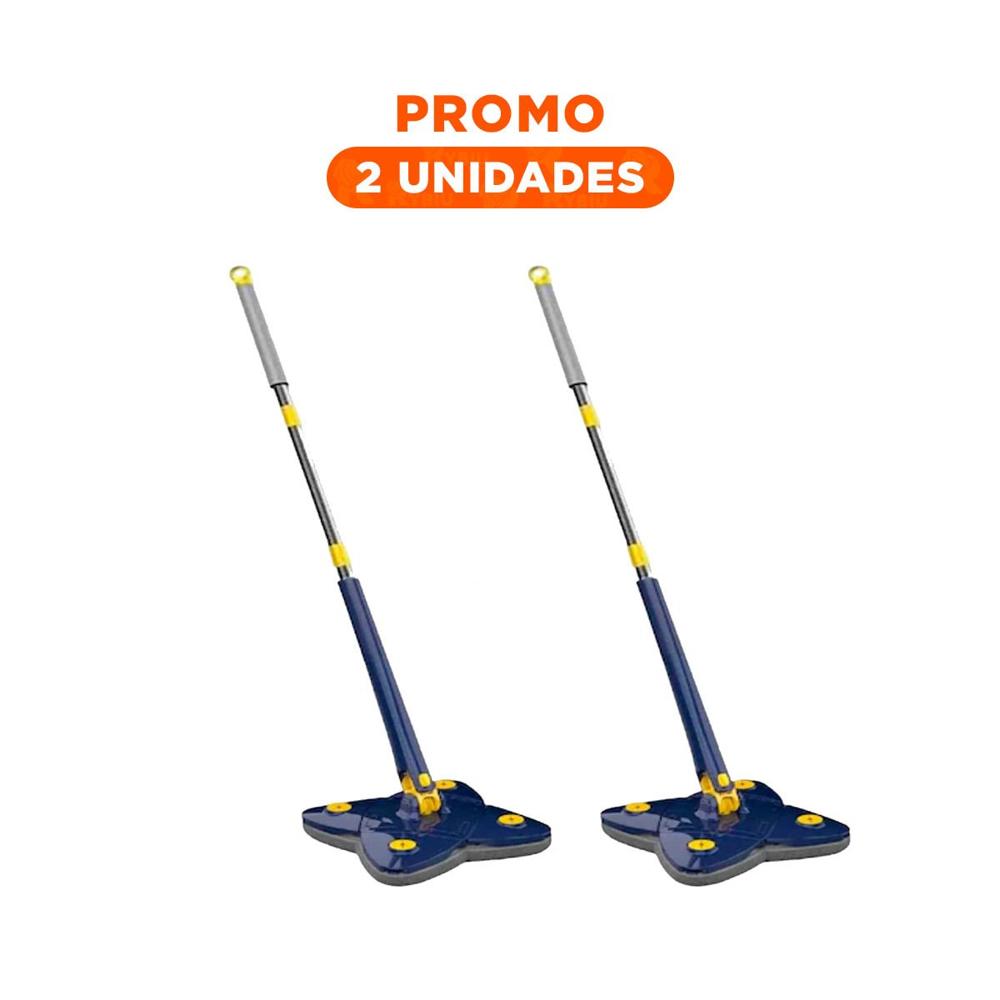 Pack2 Fregona 360 con giro 360 autoexprimidor 4 esquinas azul para uso diario