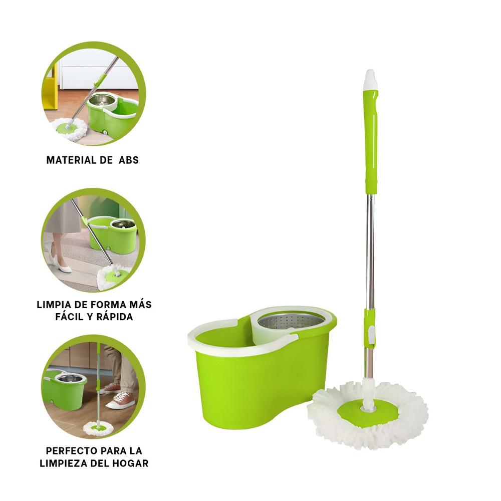Escobillón Giratorio 360 con Balde Centrifugador para Limpieza Diaria en Casa Y+Ligas Regalo