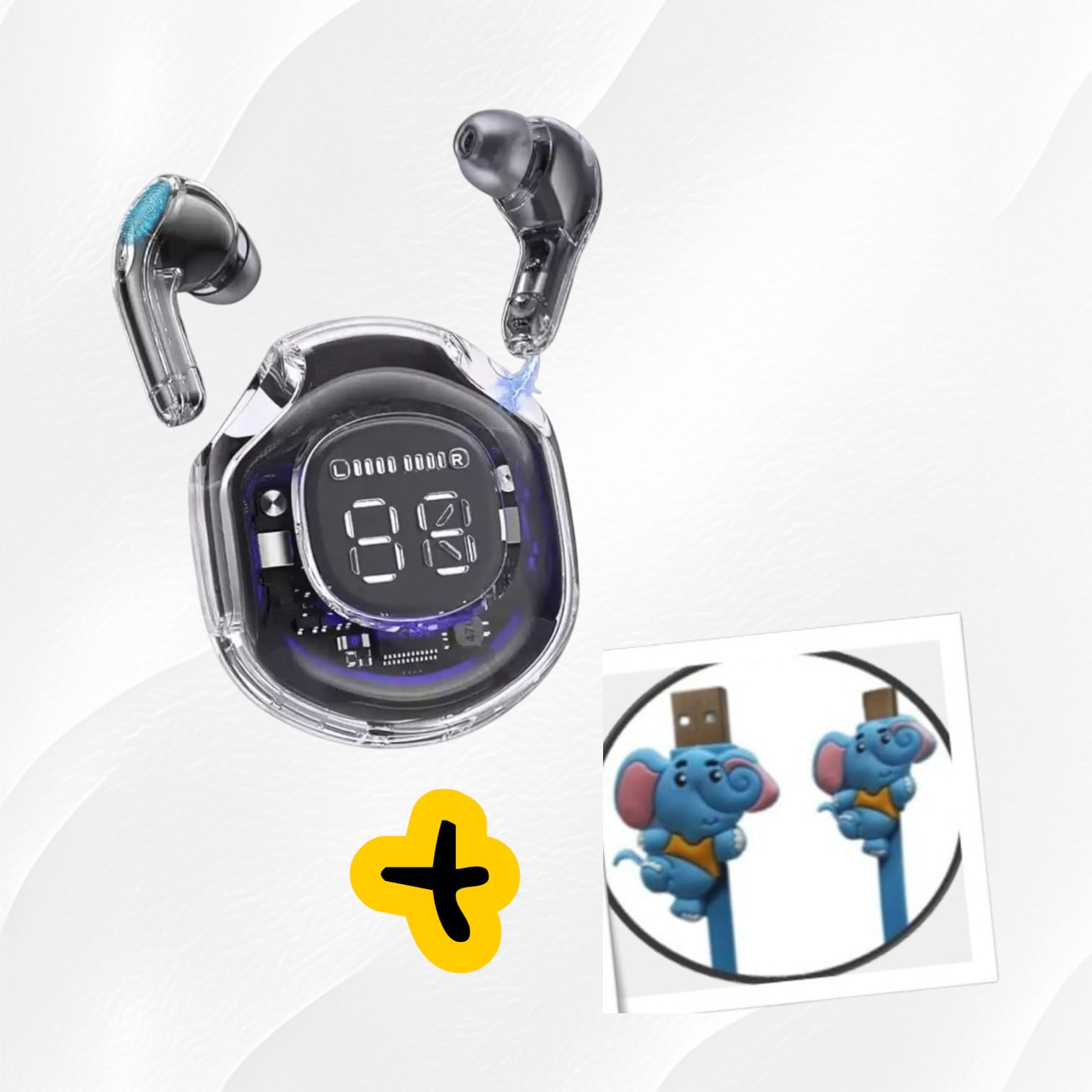 Audifonos Bluetooth Negro Ultrapods Pro V53 - 01 Cable cargador de regalo