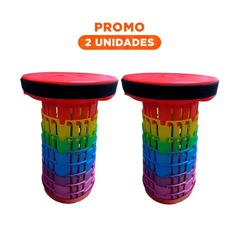 Pack2 Taburete Plegable que Ofrece Apoyo Firme con 3 Seguros Rojo Multicolor