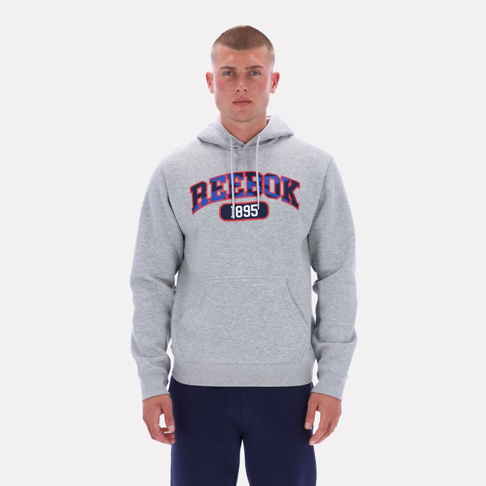 Polera Deportiva Reebok Hombre Emmett Pullover Hoody 100240522 Gris