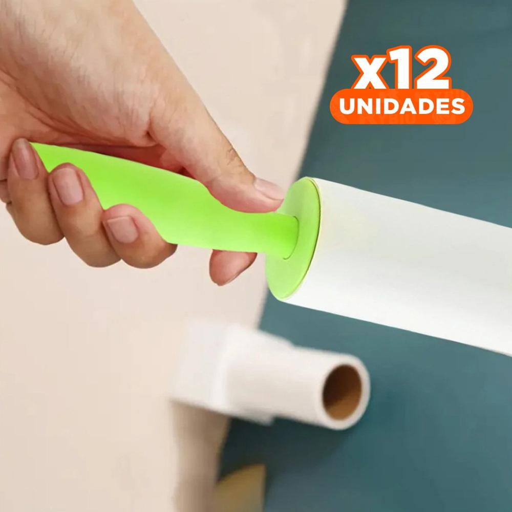Pack12 Rodillo de Limpieza Manual para Quita Pelusa en Prendas Verde Pro Nuevo Y+Papel Regalo