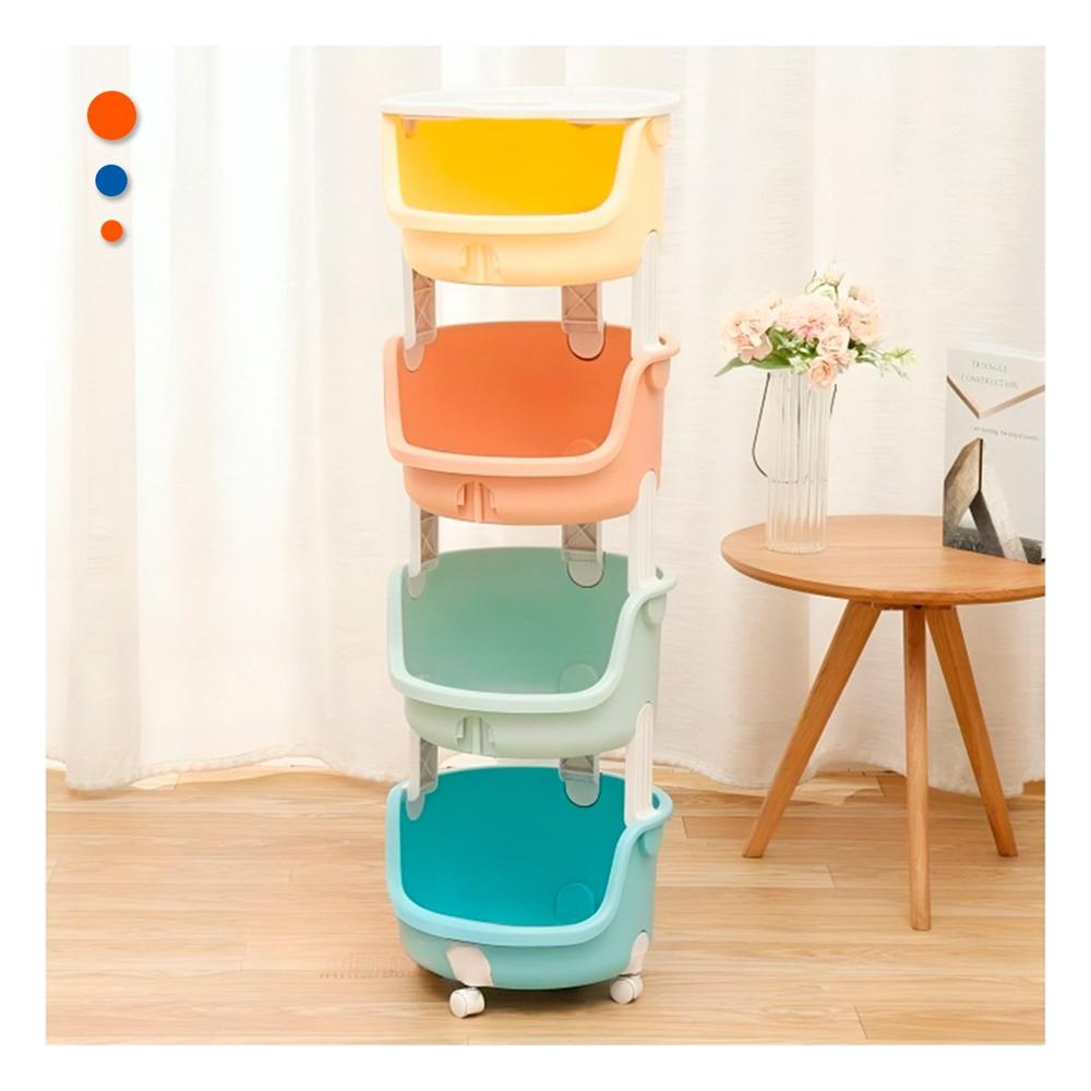 Organizador Circular 4 Niveles Practico Verde Celeste Amarillo y Naranja Y+Papel Regalo