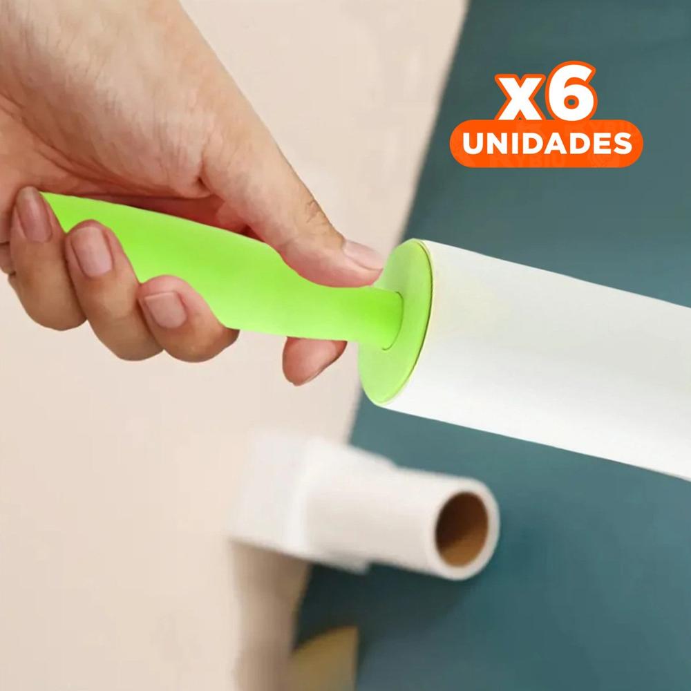 Pack6 Rodillo de Limpieza Quita Pelusa para Ropa en Casa Verde Max Nuevo Y+Regalo Sticker