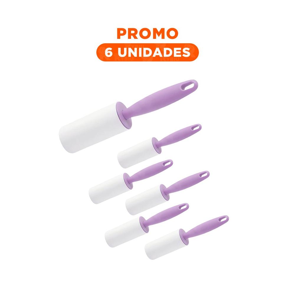 Pack6 Sistema Quita Pelusa en Rodillo Portatil para Hogar Lila Pro