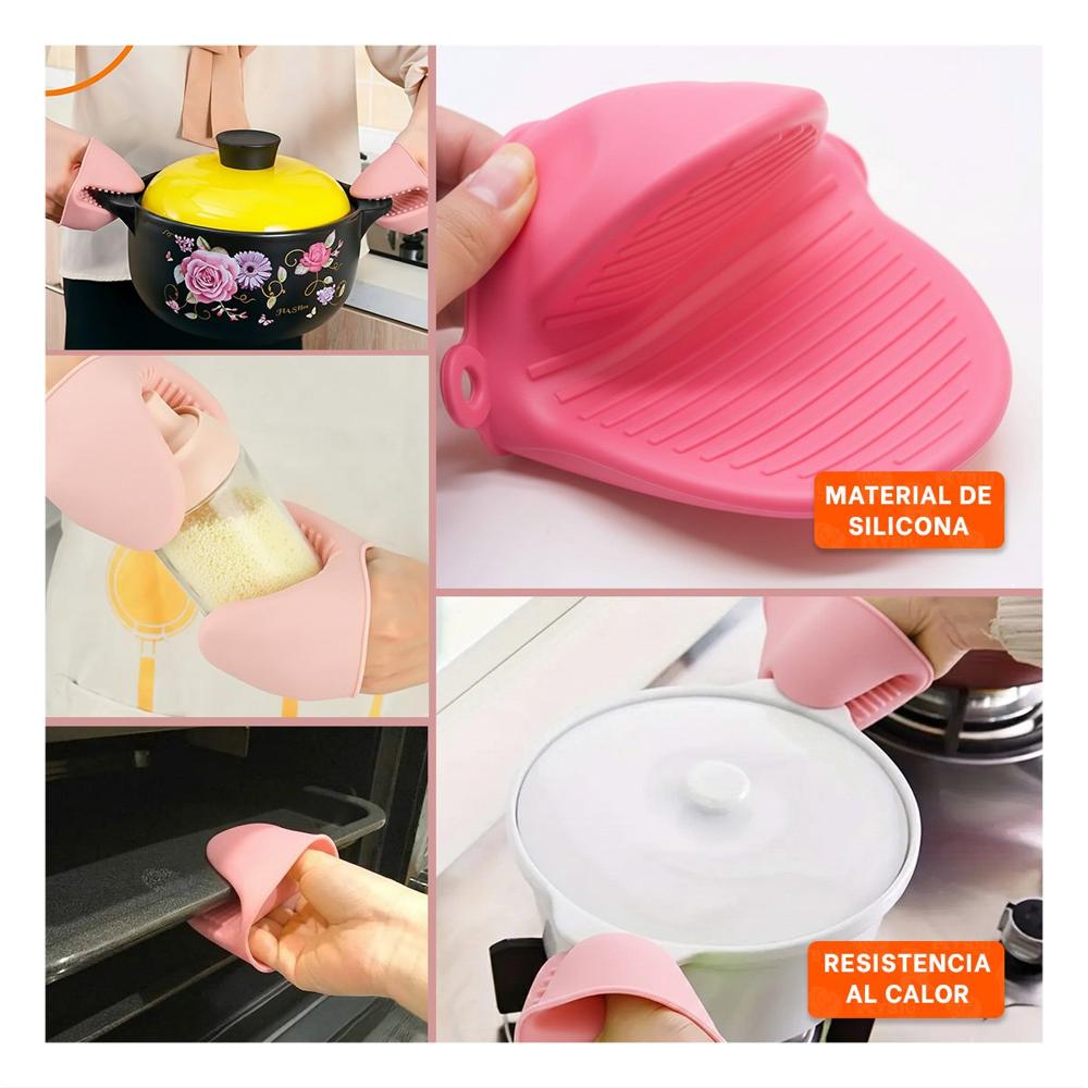 Cubiertos Protectores de Silicona Rosado para Preparar Comida 7,3x9,5cm