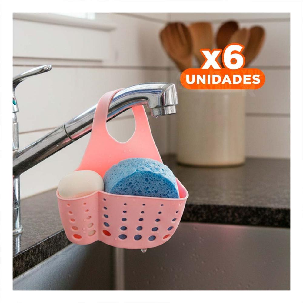 Pack6 Estante Colgante Rosado para Organizar Esponjas y 19x15cm Y+Regalo Sticker
