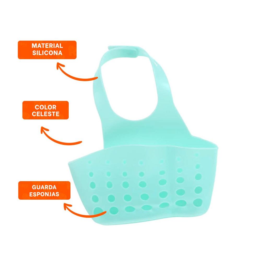 Bandeja Colgante Celeste para Organizar Jabones y Esponjas 19x15cm Y+Ligas Regalo