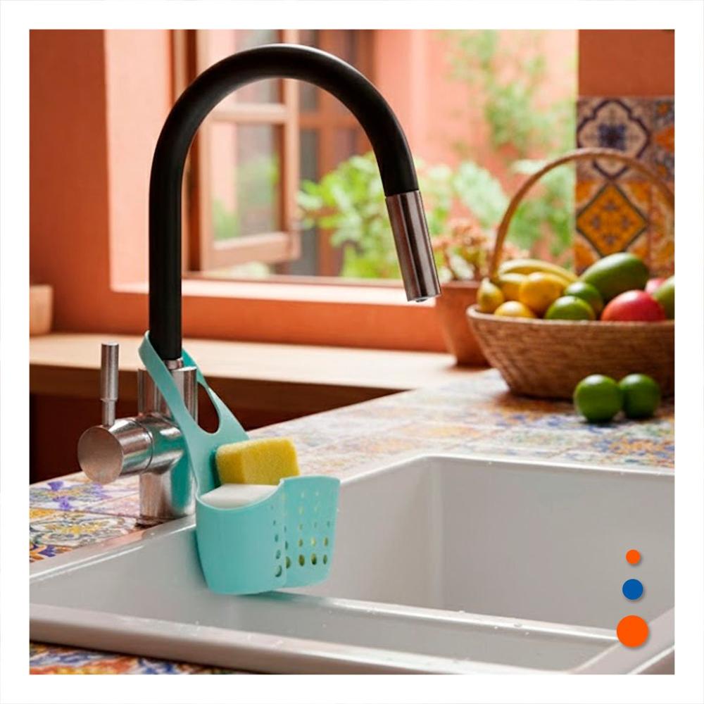 Portaobjetos Colgante Celeste para Guardar Esponjas y Utensilios 19x15cm Y+Regalo Sticker