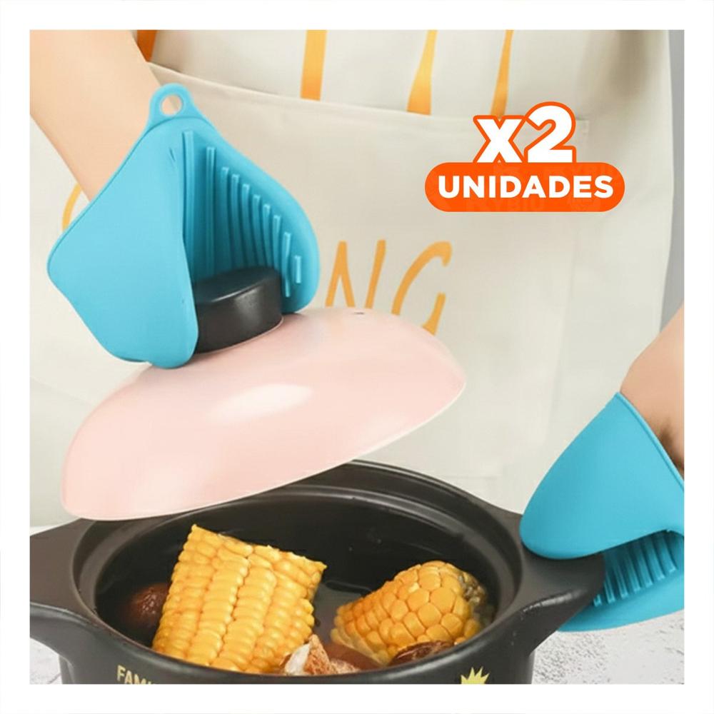 Pack2 Accesorios Cubiertos de Silicona Celeste para Preparar Comida 7,3x9,5cm Y+Papel Regalo