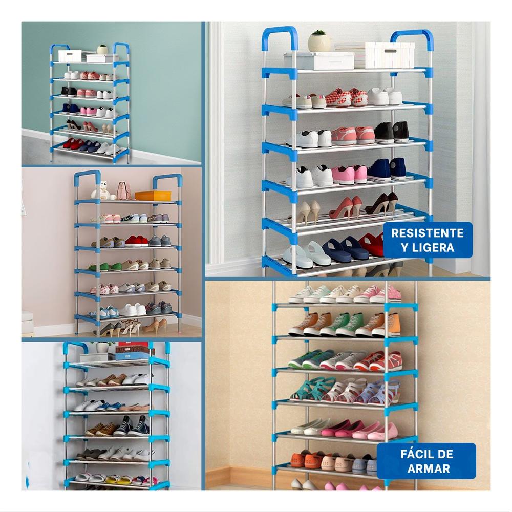 Organizador Vertical 6 Niveles para Calzado Diseno Moderno Color Celeste