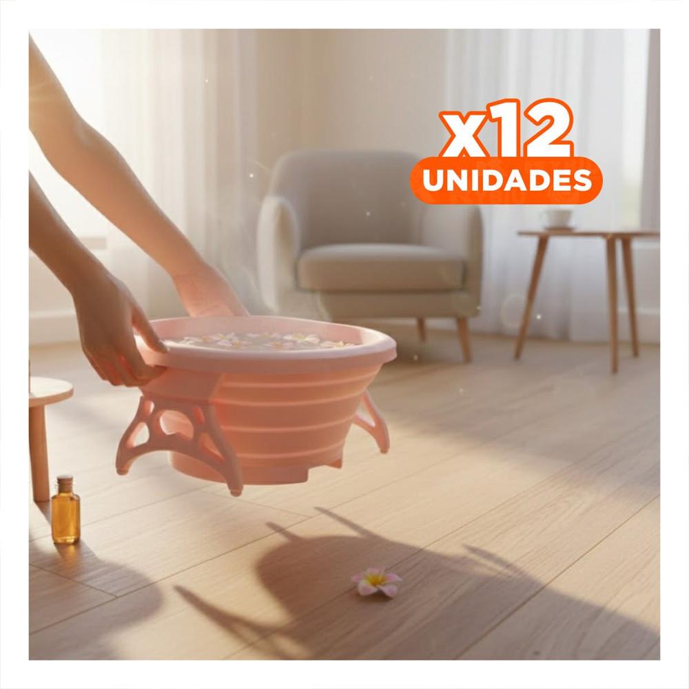 Pack12 Cuenca Portatil con Masajeador de Pies Rosado para Spa y Relajacion