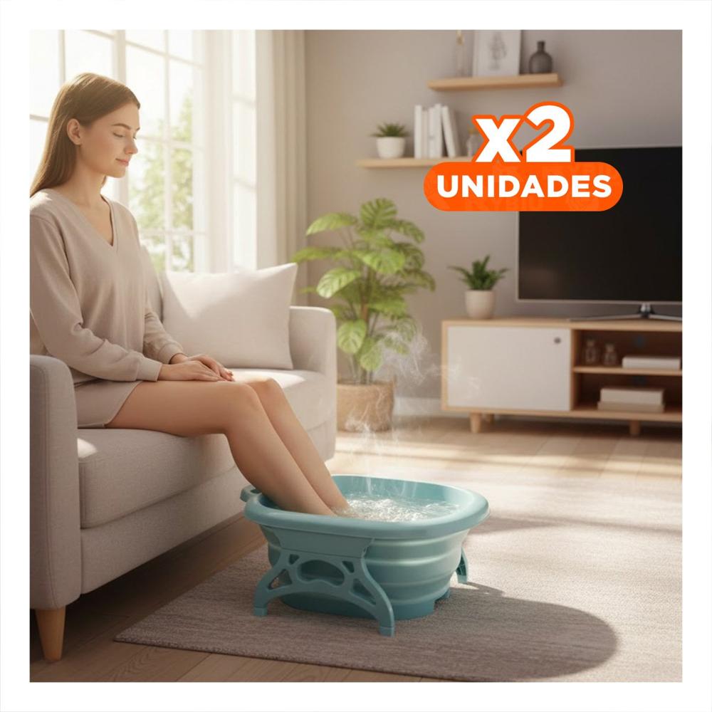 Pack2 Recipiente Portatil con Masajeador de Pies Celeste con Funcion Hidromasaje Y+Papel Regalo