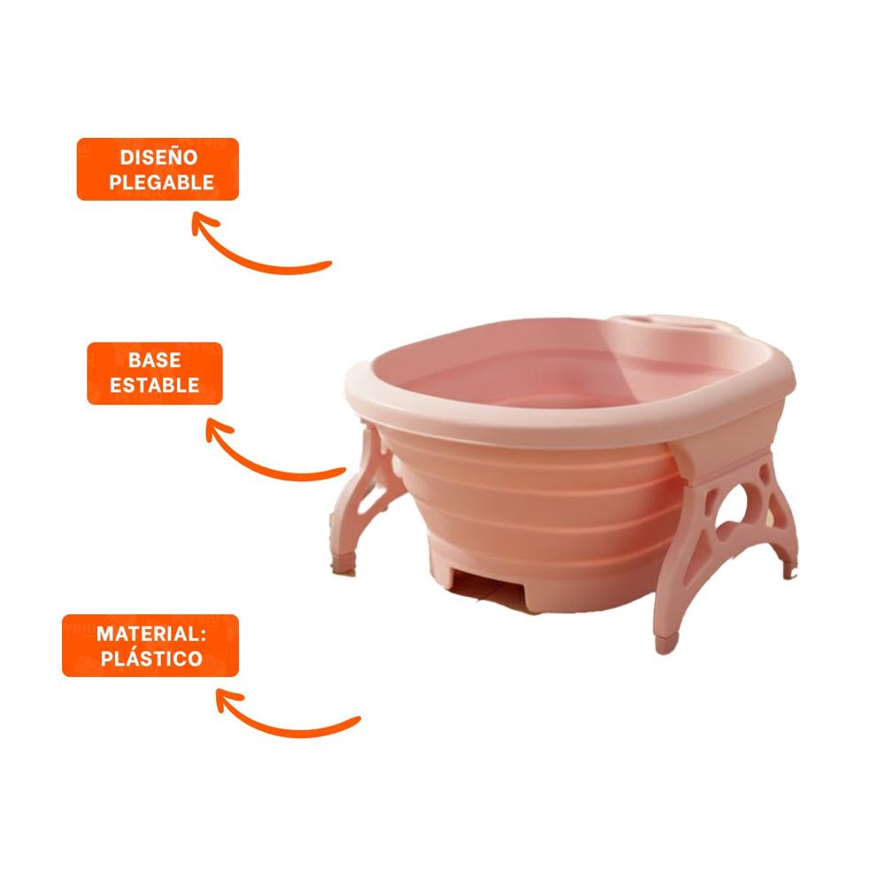 Recipiente Portatil con Masajeador de Pies Rosado para Relajacion Total Y+Ligas Regalo