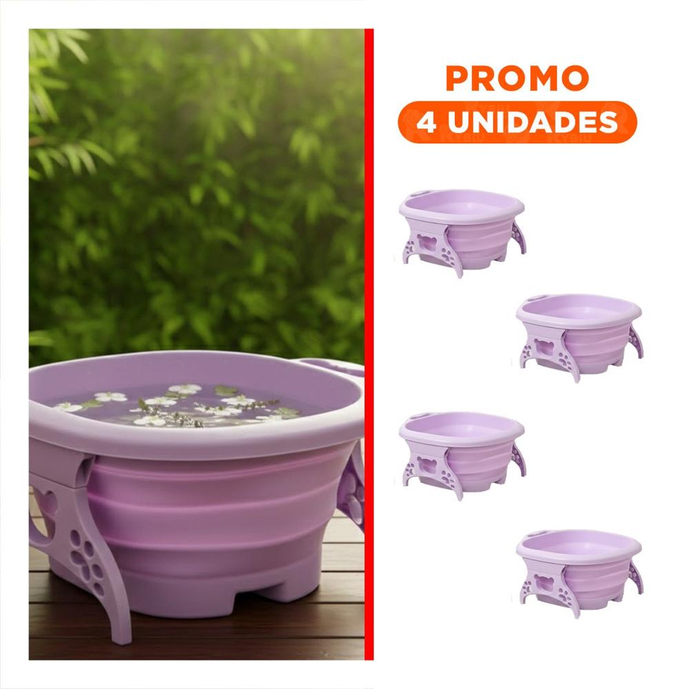 Pack4 Lavadero Portatil con Masajeador de Pies Morado Compacta y Eficiente Y+Regalo Sticker
