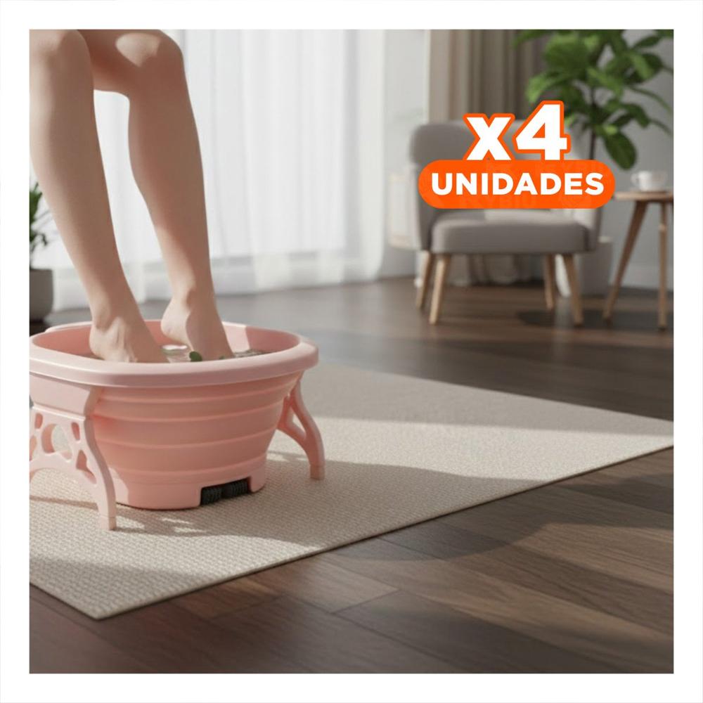 Pack4 Tina Portatil con Masajeador de Pies Rosado para Uso Diario y Spa