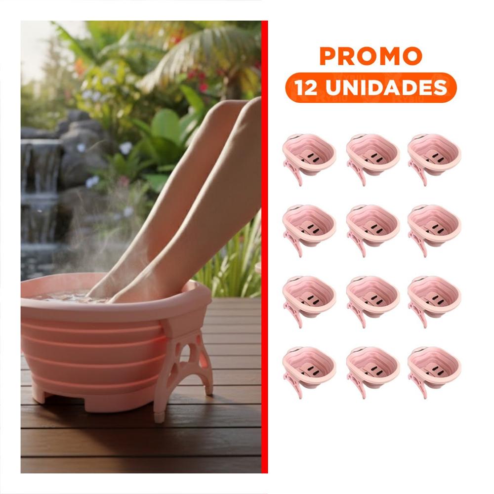 Pack12 Recipiente Portatil con Masajeador de Pies Rosado Compacta y Moderna Y+Regalo Sticker