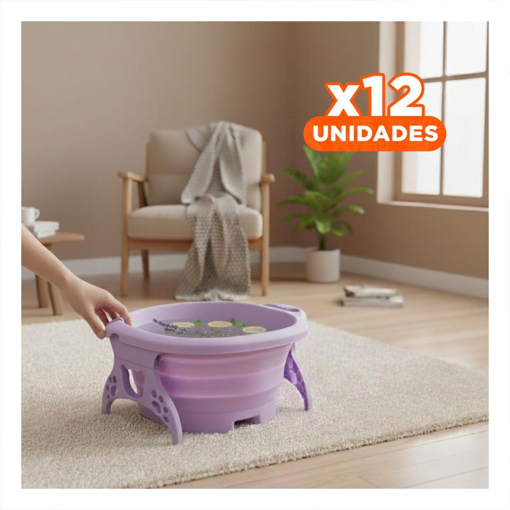 Pack12 Lavadero Portatil con Masajeador de Pies Morado para Uso Diario en Casa Y+Papel Regalo