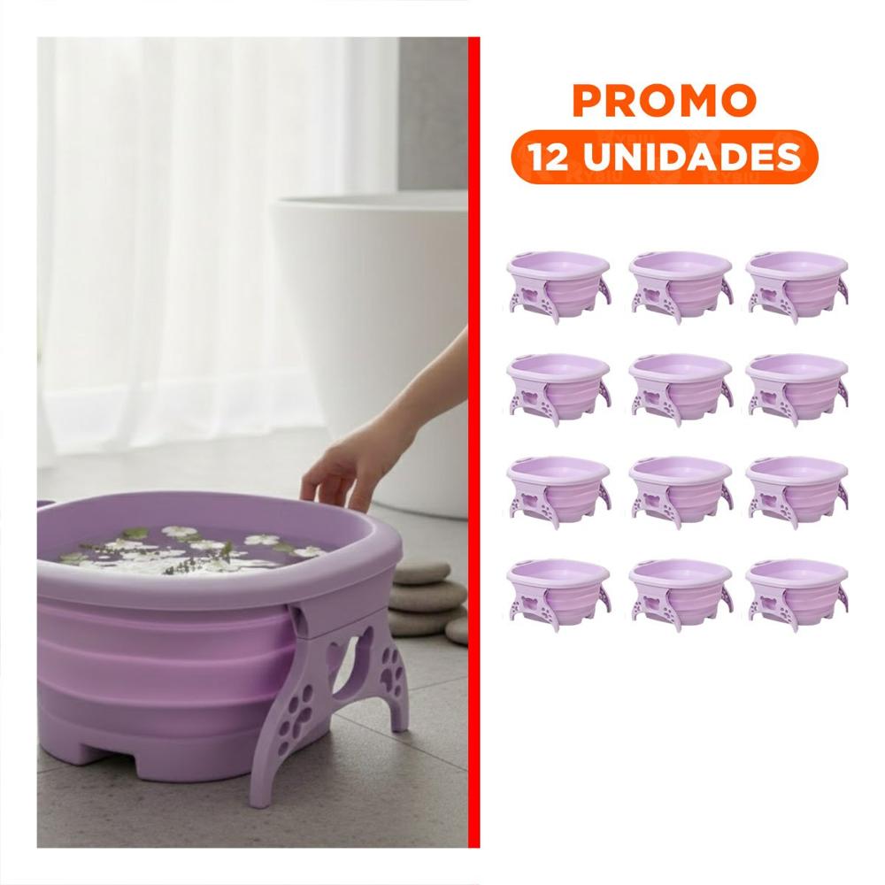 Pack12 Recipiente Portatil con Masajeador de Pies Morado Compacta y Moderna Y+Regalo Sticker