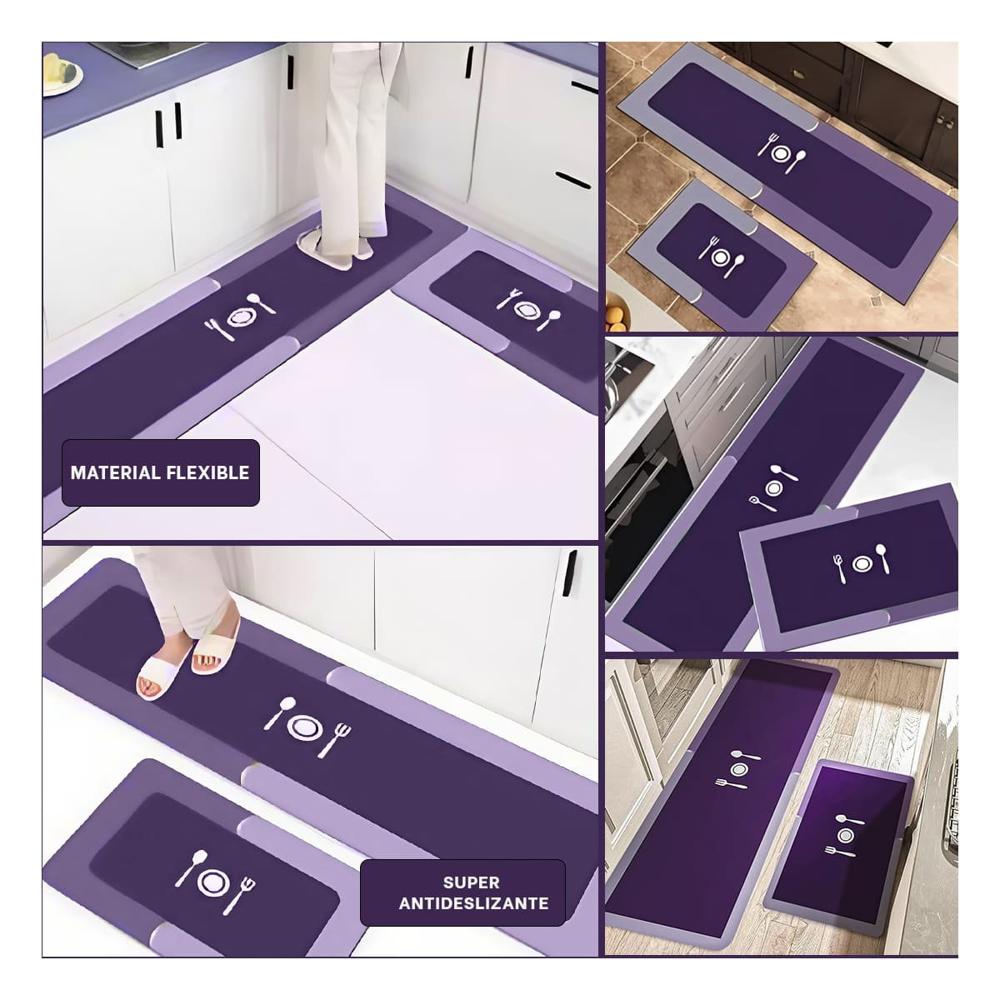 Alfombra de Piso con Superficie Antideslizante para Cocina y Ambientes del Hogar Morado