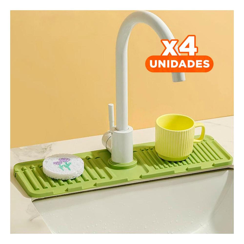 Pack4 Complemento de Drenaje para Lavadero de Silicona con Rayas Verde Claro Casa