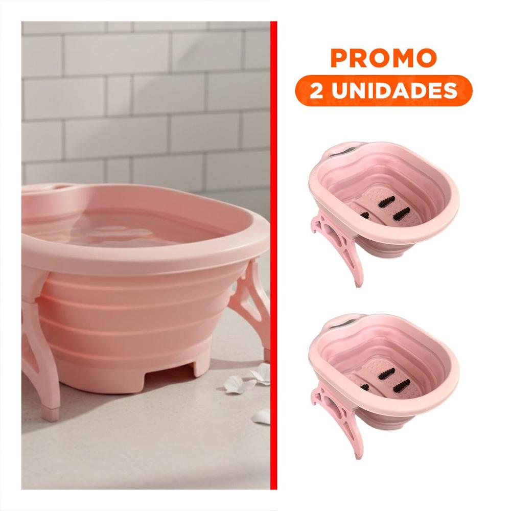 Pack2 Lavadero Portatil con Masajeador de Pies Rosado Compacta y Duradera