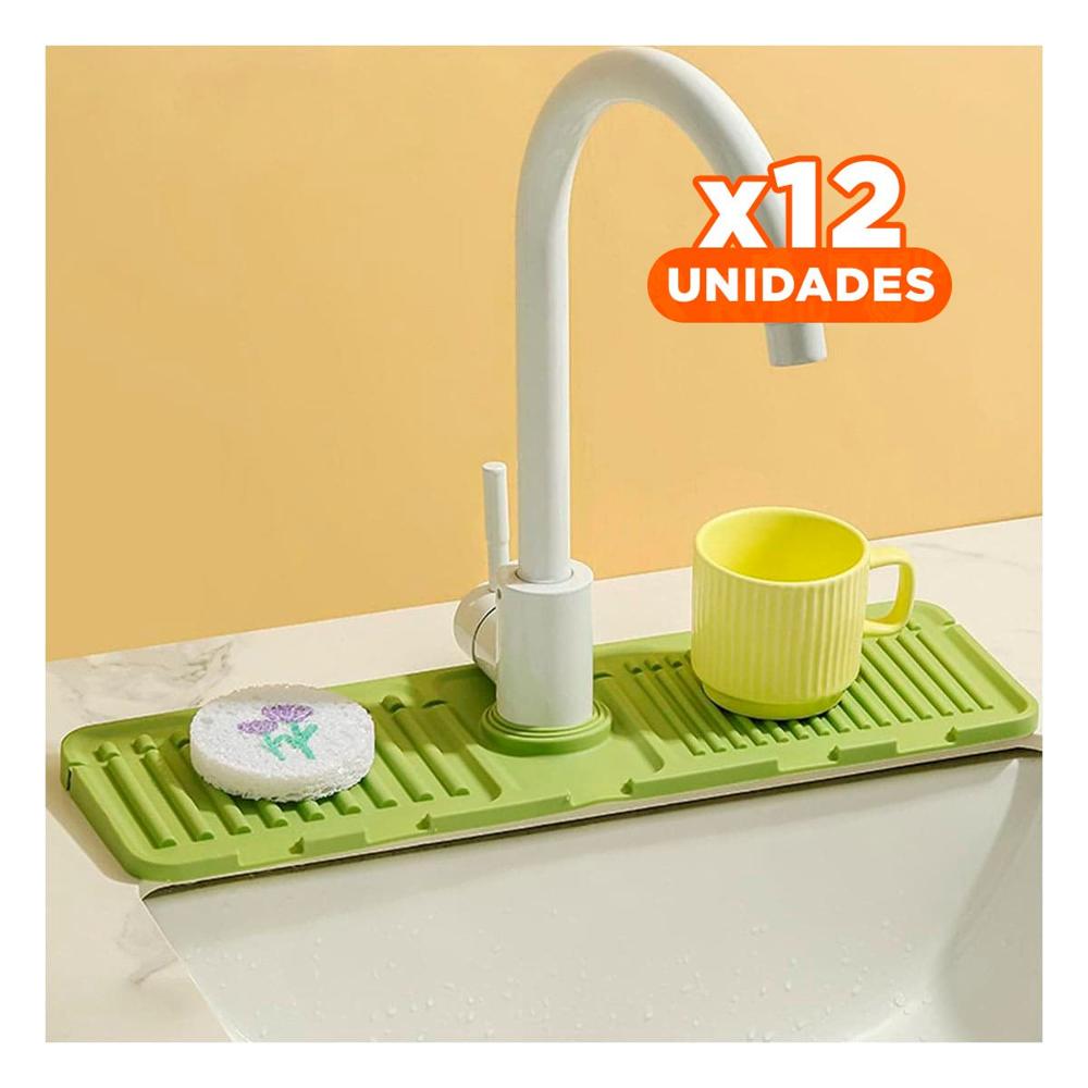 Pack12 Accesorio Flexible de Drenaje para Lavadero de Silicona con Rayas Verde Y+Papel Regalo