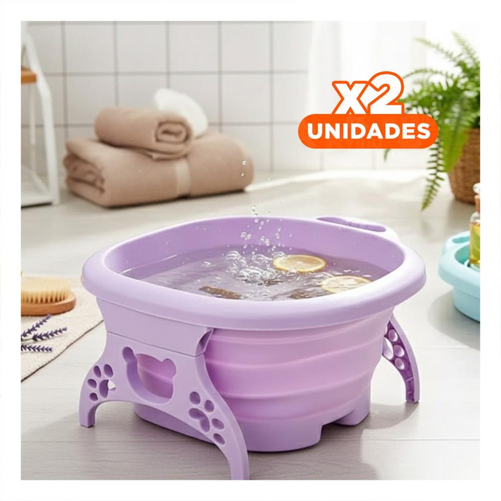 Pack2 Recipiente Portatil con Masajeador de Pies Morado con Funcion Hidromasaje Y+Papel Regalo