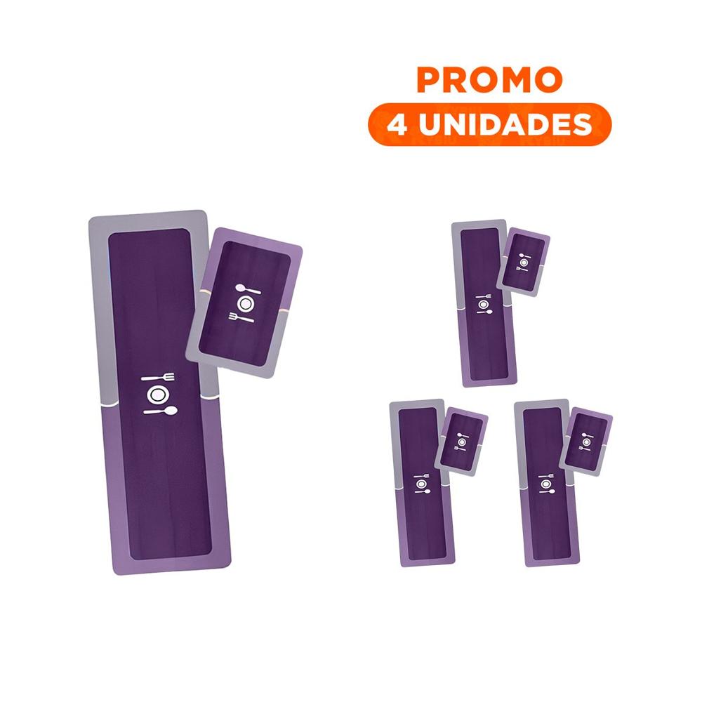 Pack4 Accesorio de Piso Antideslizante para Cocina y Zonas de Casa Morado Y+Regalo Sticker