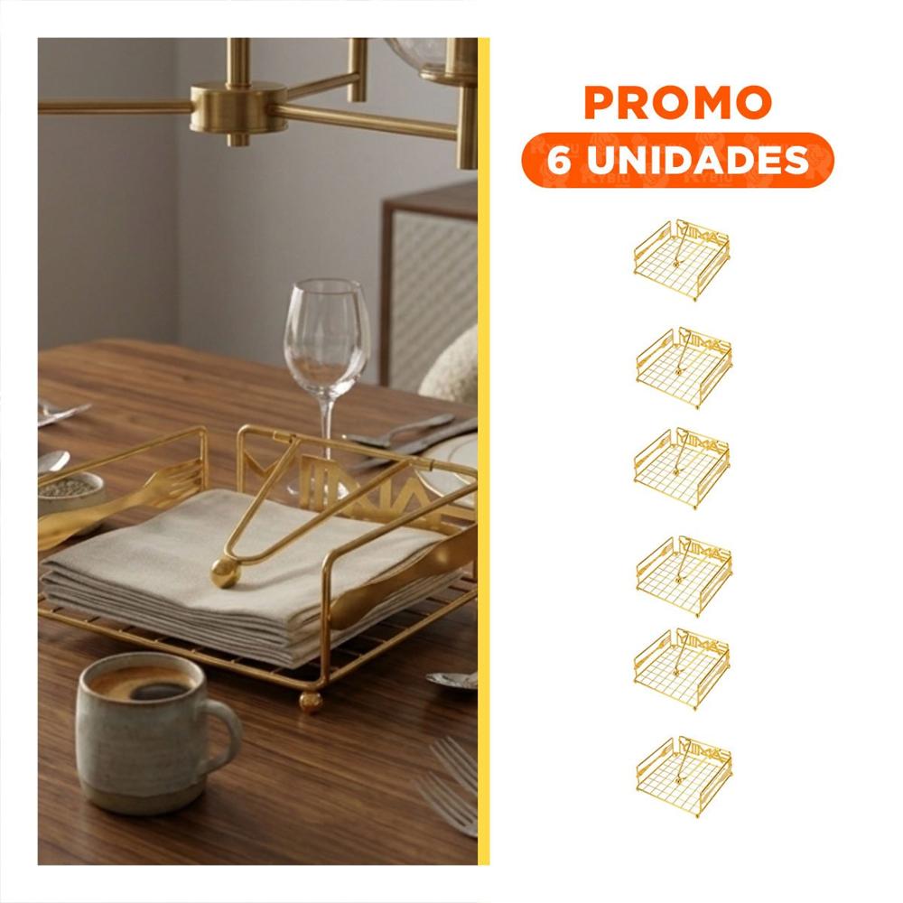Pack6 Servilletero Dorado con Brazo Dispensador para Cocina y Comedor