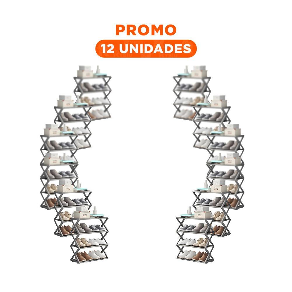 Pack12 Modulo Compacto De Calzado 4 Niveles Color Plomo Y+Regalo Sticker
