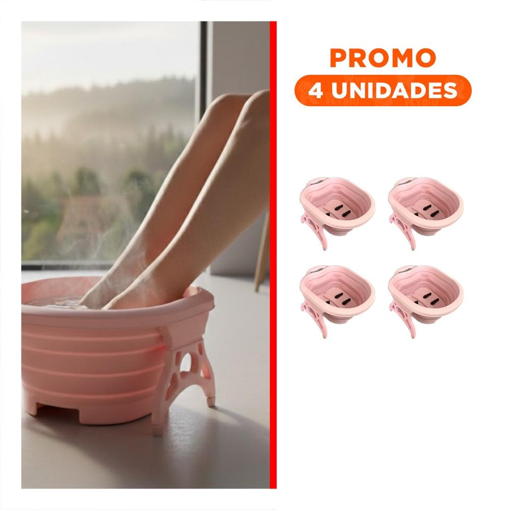 Pack4 Lavadero Portatil con Masajeador de Pies Rosado Compacta y Eficiente Y+Regalo Sticker