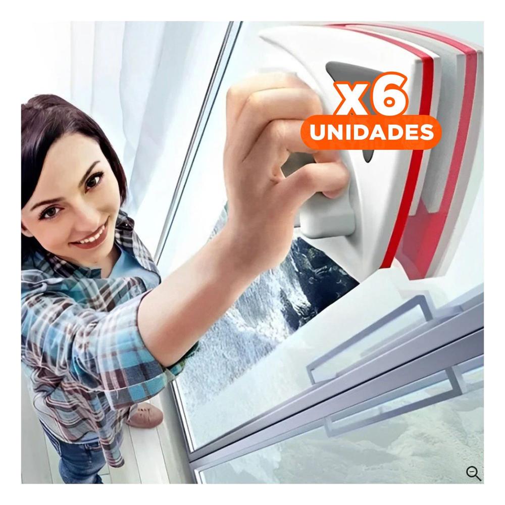 Pack6 Rasqueta para Ventanas Magnetico Rojo Triangular Facil y Rapida Y+Regalo Sticker