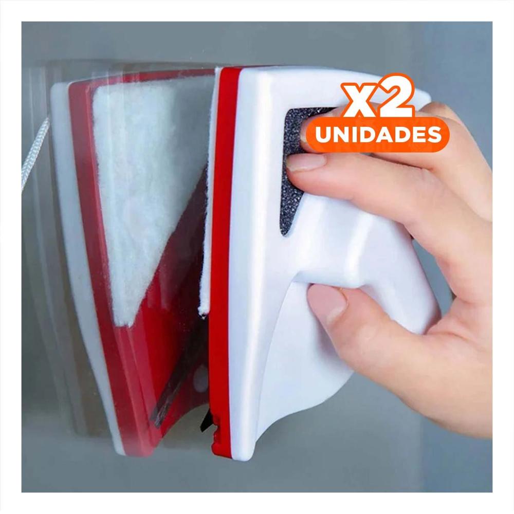 Pack2 Gadget Limpia Ventanas Magnetico Rojo Triangular Eficiente y Rapido Y+Regalo Sticker