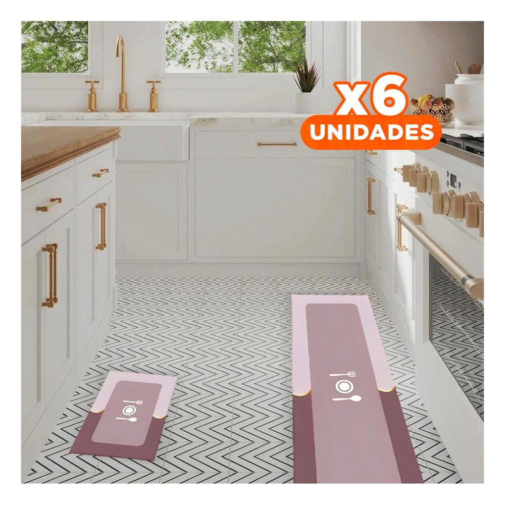 Pack6 Solucion de Piso Antideslizante para Cocina y Uso Diario Rosado Y+Papel Regalo