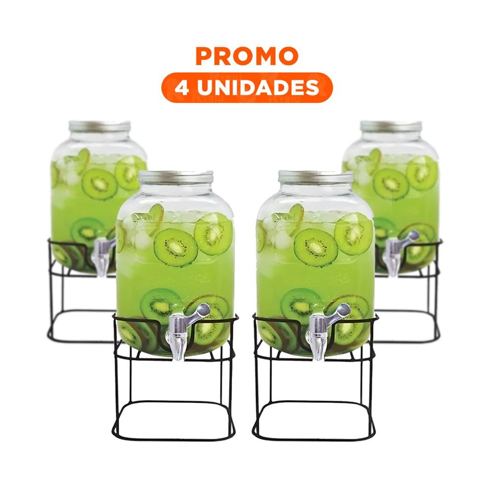 Pack4 Despachador de Bebidas 5L para Agua, Jugos o Bebidas Frias Y+Regalo Sticker