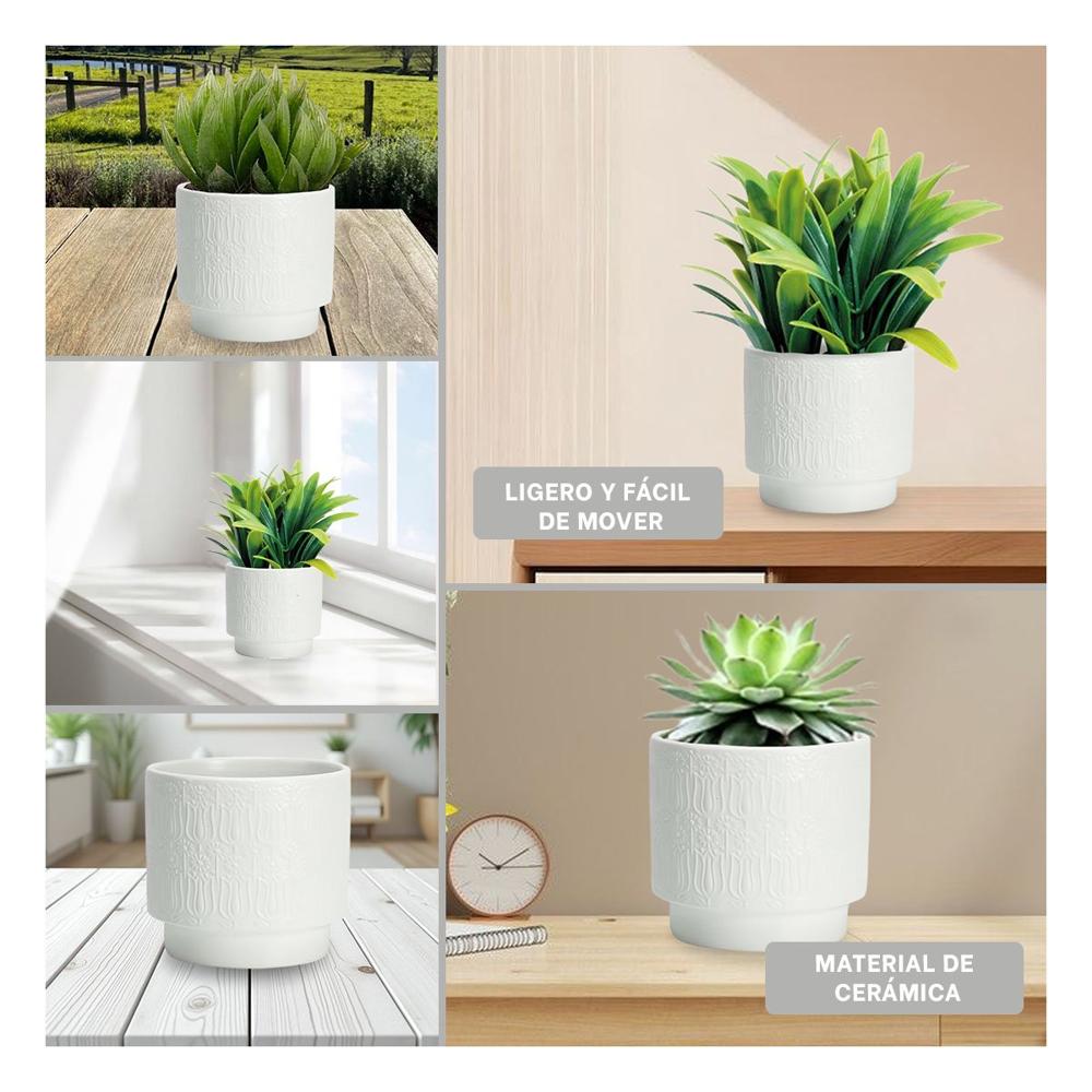 Tiesto Cilindrico Blanco 13x13cm De Ceramica Para Tulipanes Y Casa