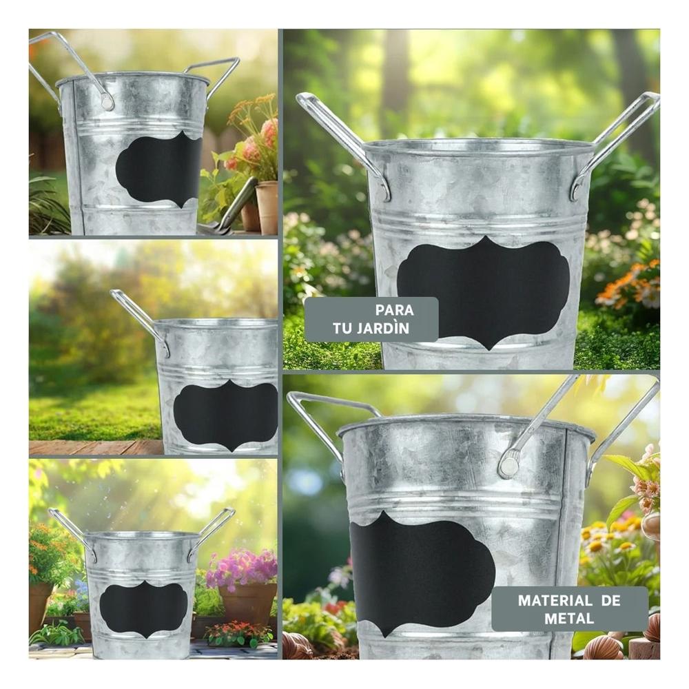 Jarron Cubo de Metal con Doble Agarradera y Cuadro para Nota de Minimalista