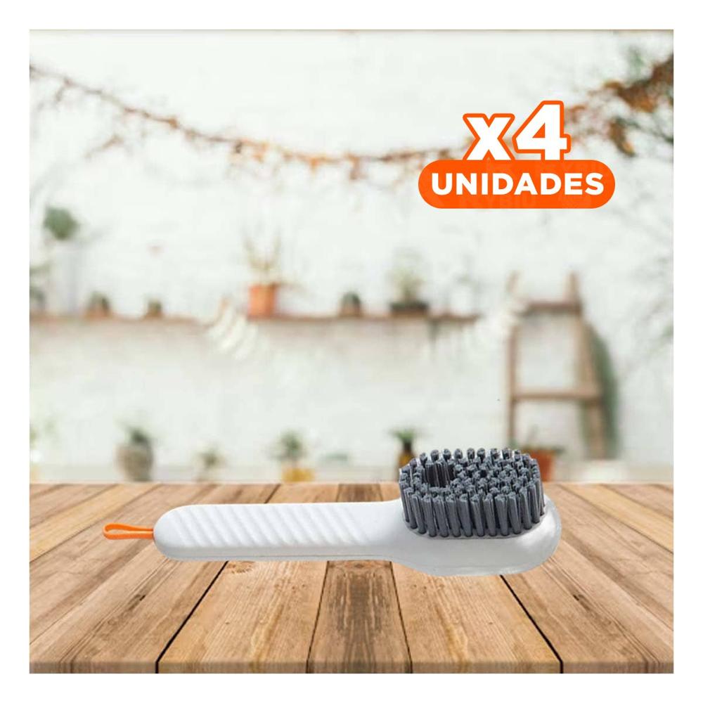 Pack4 Cepillo Dispensador Multifuncional para Limpieza de Cocina Blanco