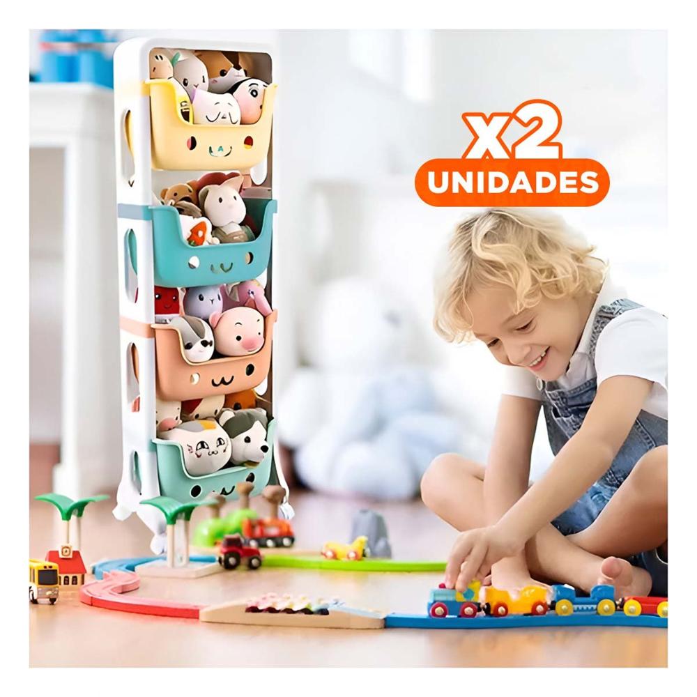 Pack2 Modulo Infantil con Caritas 4 Niveles Organizador Multicolor Y+Regalo Sticker