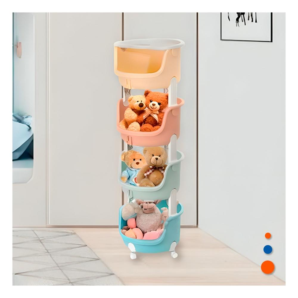 Organizador Circular 4 Niveles Resistente Verde Celeste Amarillo y Naranja Y+Regalo Sticker