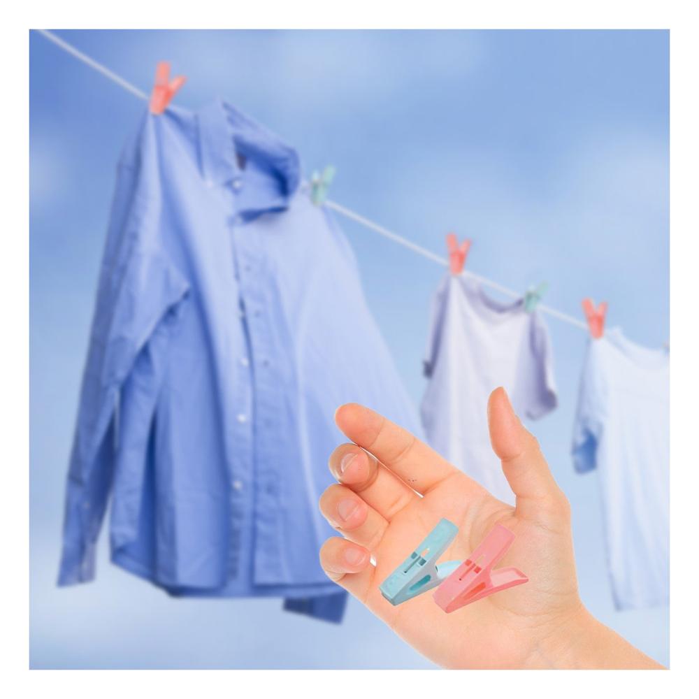 Pinzas de Plastico Cuadradas Multicolor con Cuerda para Secado Diario Y+Regalo Sticker