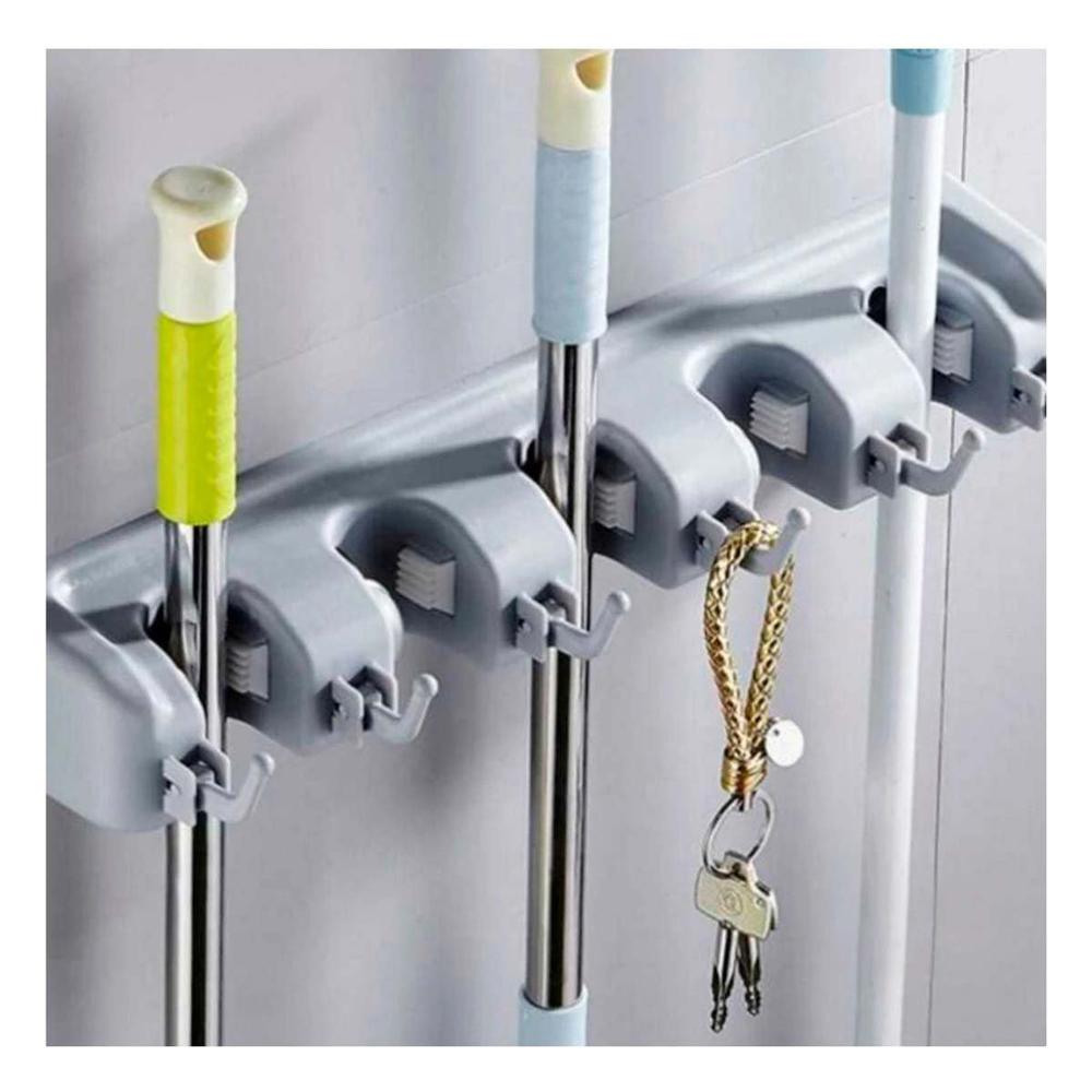 Soporte Domestico para Escobas con 5 Espacios para Ordenar Casa Y+Papel Regalo