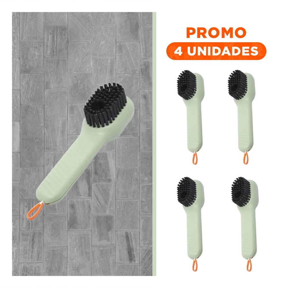 Pack4 Cepillo Dispensador Multifuncional para Uso Diario en Hogar Verde Y+Papel Regalo
