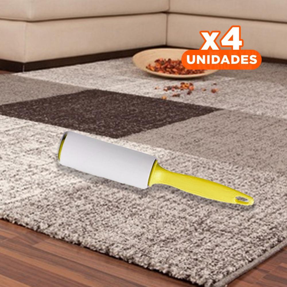 Pack4 Sistema Quita Pelusa en Rodillo para Ropa de Uso Diario Amarillo Extra