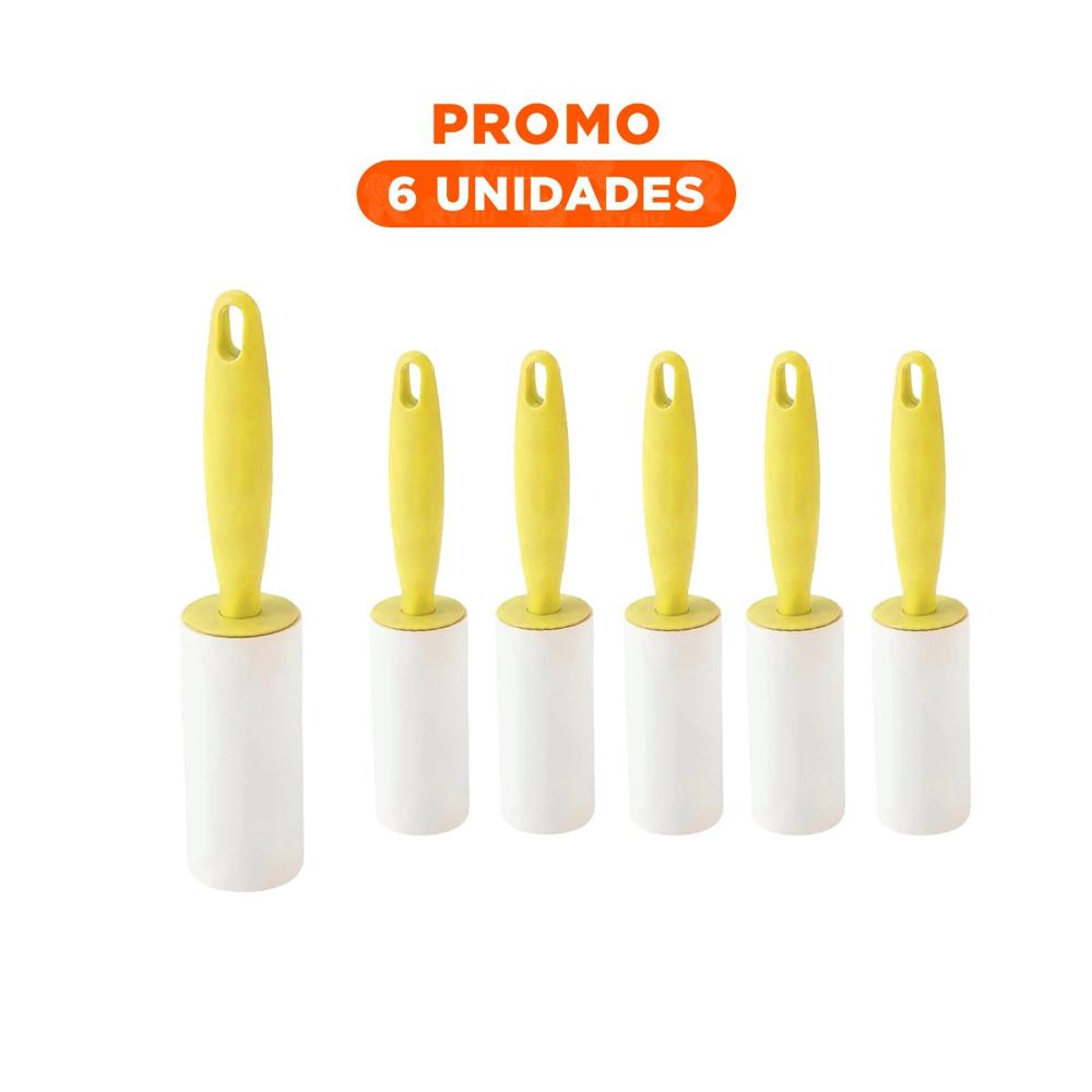 Pack6 Sistema Quita Pelusa en Rodillo Portatil para Hogar Amarillo Pro