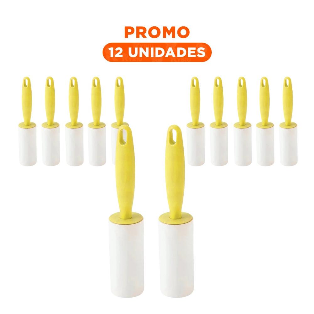 Pack12 Rodillo de Limpieza Portatil para Quita Pelusa en Hogar Amarillo Extra Y+Regalo Sticker